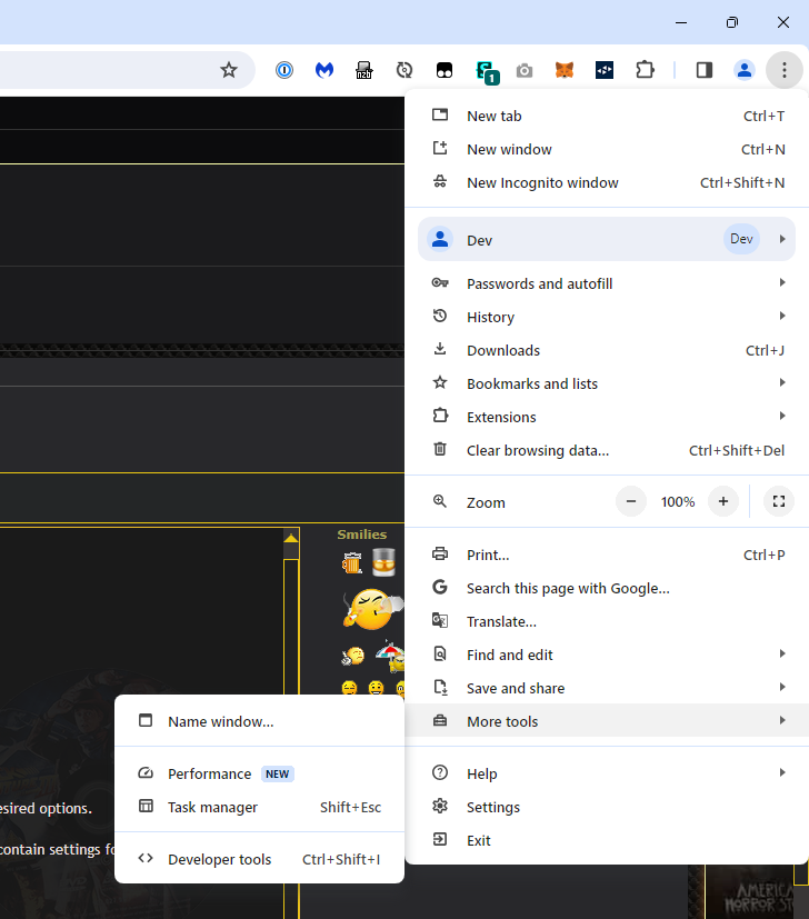 Chrome Dev Tools: Windows